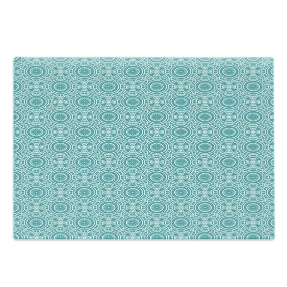 Boho Cutting Board, Continuous Abstract Pattern with Modern Mandala Effect Monochrome, Decorative Tempered Glass Cutting and Serving Board, in 3 Sizes, by Ambesonne