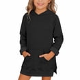 thumbnail image 2 of Ruyang Oversized Hoodie Dress for Girls Long Hooded Sweatshirt Dress Pocket Side Split Warm Casual Cozy Pullover Sweaters, 2 of 9