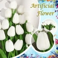thumbnail image 2 of Clearance Under 5$ Household Imitation, FNGZ Artificial Flowers Tulip Artificial Decoration Flowers Single Color 10Pc White 10Pc Artificial Flower Latex Real Bridal Wedding Bouquet Home Decoration, 2 of 4