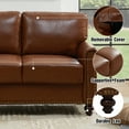 thumbnail image 4 of LeChapitre Faux Leather Sofa with Storage Seats, Classic 3-Seater Couch with Nailhead Trim (Brown), 4 of 7