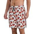 thumbnail image 2 of Cauagu Red Ladybugs Print Men's Swim Trunks,Hawaiian Bathing Suit Swimsuits Beach Shorts with Pockets for Men Quick Dry Swimming Board Shorts-Small, 2 of 6