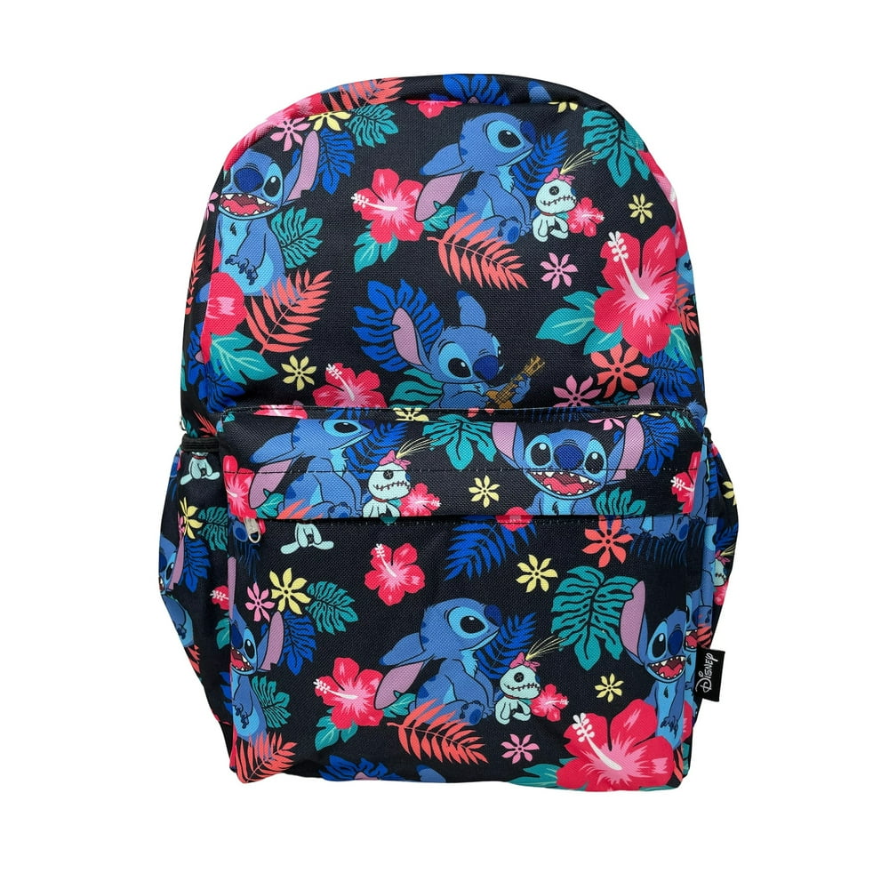 Disney Lilo and Stitch Allover Black 16 Girls Large School Backpack
