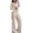 Beige, variant on Women's Casual 2 Piece Outfit Long Sleeve Button Down Cardigan and Loose Wide Leg Cargo Pants with Pockets Tracksuit Set Lounge Travel Comfy Relaxed Oversized, Beige L