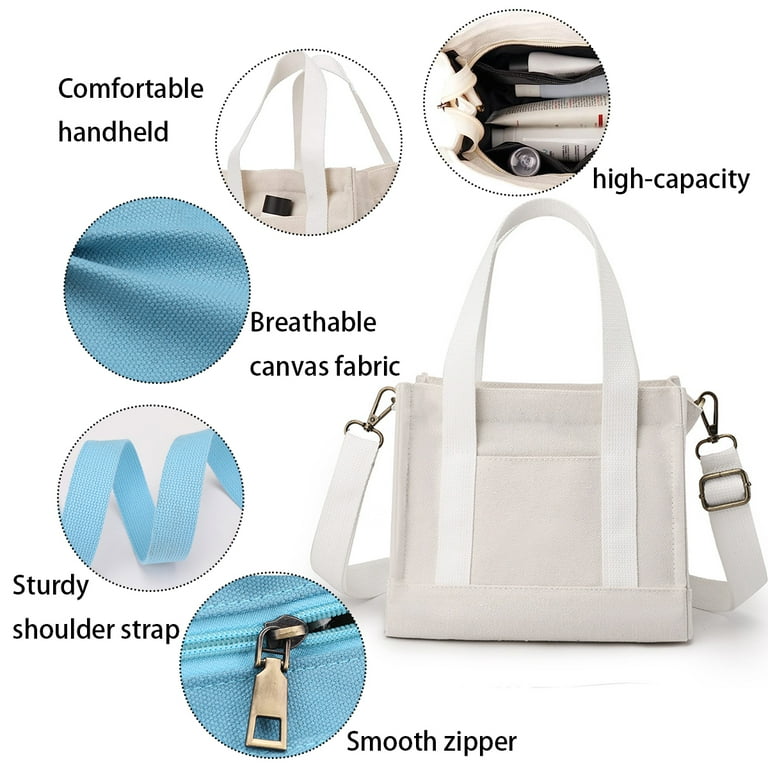 Mini Tote Bag for Women Canvas Purse with Portfolio Tote Bag for