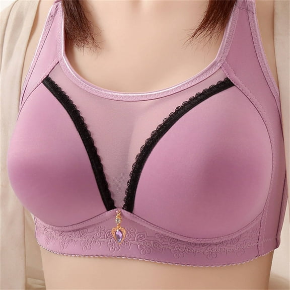 Yotami Womens T-Shirt Bras Push Up Casual Support Bra for Daily Solid Color Wireless Bra, 38B, Purple