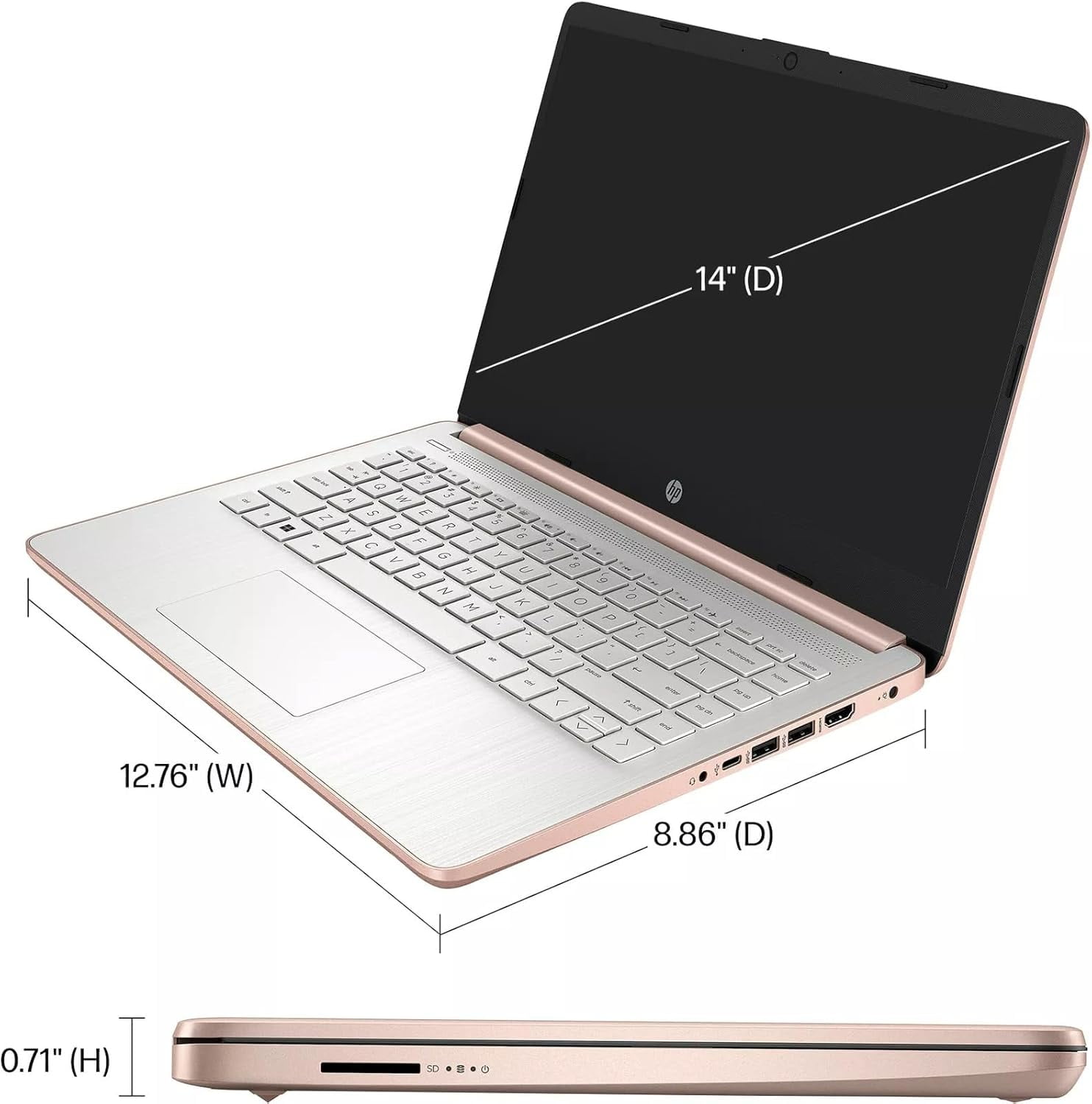HP Stream 14" Laptop for Student Business, Intel Quad-Core N4120, 16GB RAM, 384GB Storage(128GB eMMC+256GB Micro SD), 1-Year Microsoft 365, Windows 11 Pro
