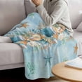 thumbnail image 3 of Beach Coastal Blue Blanket Soft Cozy Warm Throw Blanket for Couch, Plush Fuzzy Flannel Fleece Blankets for Sofa, Nautical Shell Starfish Coral Summer Bed Blankets Lightweight Gifts for Women, 30"x40", 3 of 9