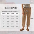 thumbnail image 2 of TEMOFON Cotton Linen Pants for Women Capri Summer Lounge Tapered Leg with Pockets Elastic Waistband Comfy Lace Trim Dark Brown Clothes S, 2 of 8