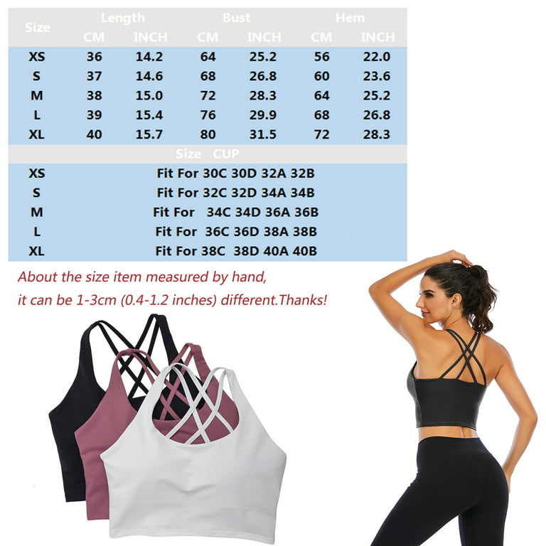 Womens Sports Bras, Cross Back Padded Wirefree Comfort Workout