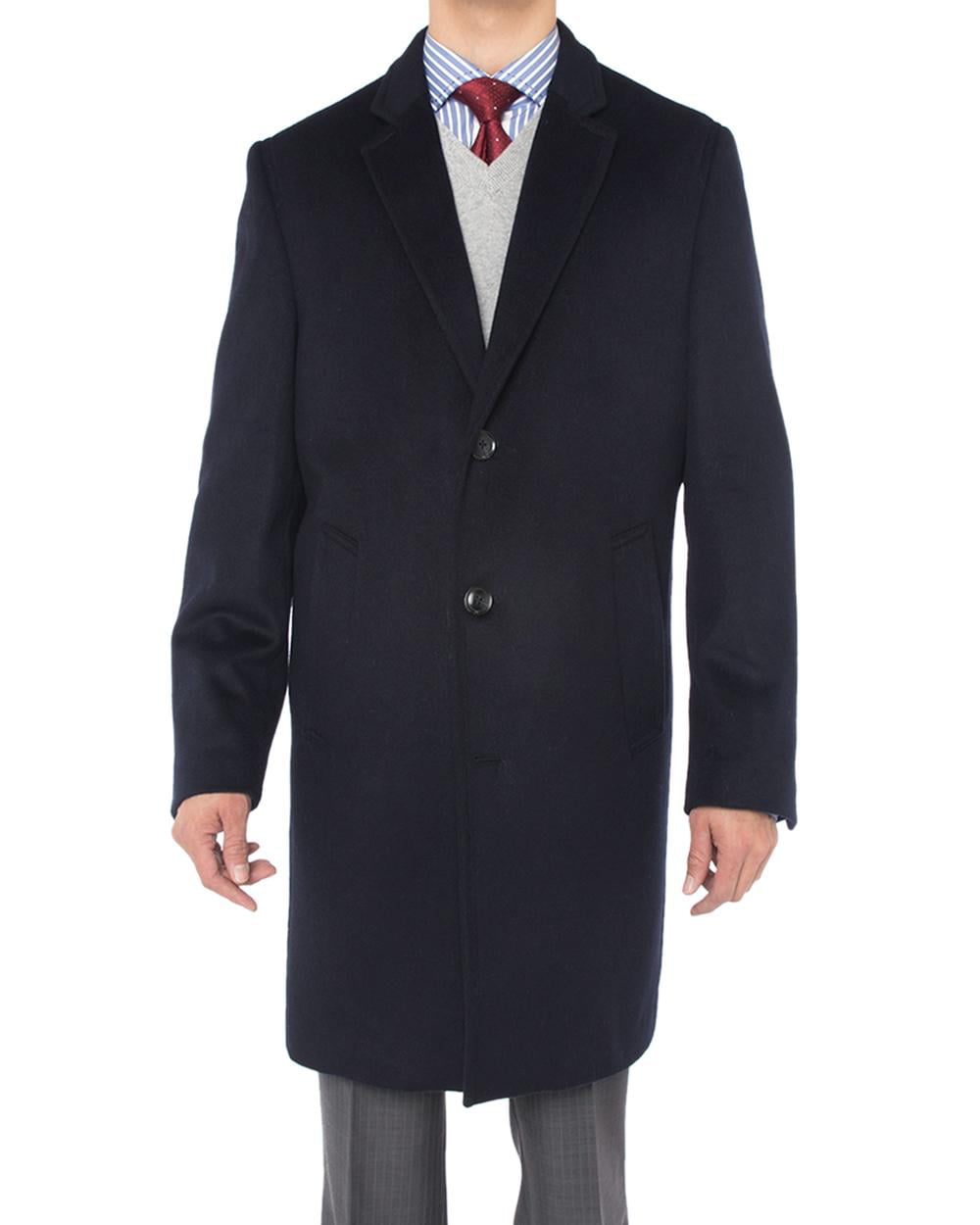 Luciano Natazzi Men's Cashmere Wool Overcoat Knee Length Trench Coat ...
