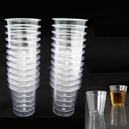 Glass Plastic Shot Glass - 60 Shot Glasses Clear Hard Plastic 1 Oz Mini Wine Glass Party Cups Catering Bar