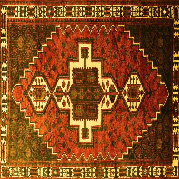 Ahgly Company Indoor Square Persian Yellow Traditional Area Rugs, 3' Square