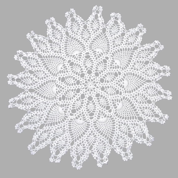 Hollow Round Doily, 60 * 60cm White Handmade Crochet Circular Tablecloth Cover for Table Sofa Pillow Decor Cotton Lace Table Overlay