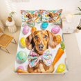 thumbnail image 5 of Homewish Bow Dachshund Dog Bed Sheets,Dotted Easter Egg Full Size Sheets,Carrot Decor,4-Piece,1 Flat Sheet, 1 Fitted Sheet and 2 Pillowcases, 5 of 6