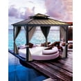 thumbnail image 7 of Hardtop Gazebo 12x12 Ft for All Weather, with Double Metal Roof, Aluminum Alloy Frame, Net, and Curtain, Permanent Building for Patio, Deck, Backyard, Lawn, and Garden, 7 of 7