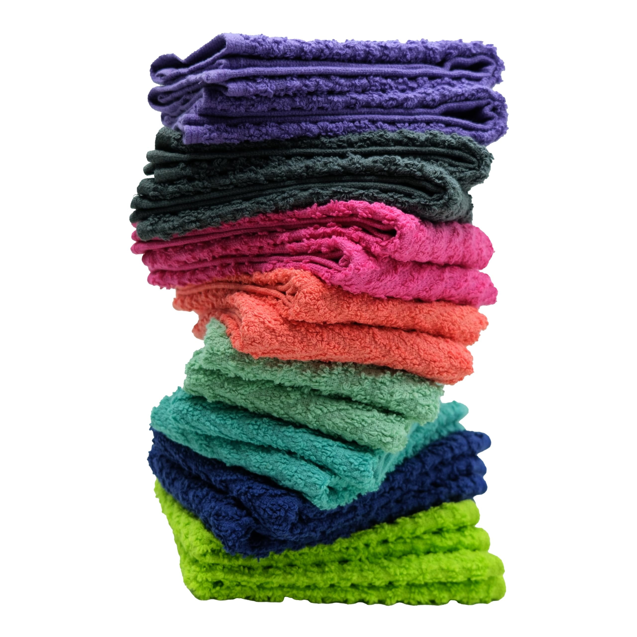 ZUPERIA ZigZag Multicolor Wash Cloths -32 Pack -12" x 12"- Highly Absorbent Soft Washcloths for Face, Gym Towels, Hotel Spa Quality, Reusable & Multipurpose Wash Cloth Towels