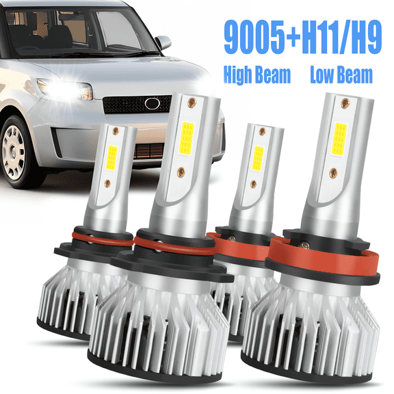 H11 9005 High&Low Beam for Scion XB 2008 2009 2010 2011 2012 2013 2014 2015 LED Headlight Bulbs Kit 4pack
