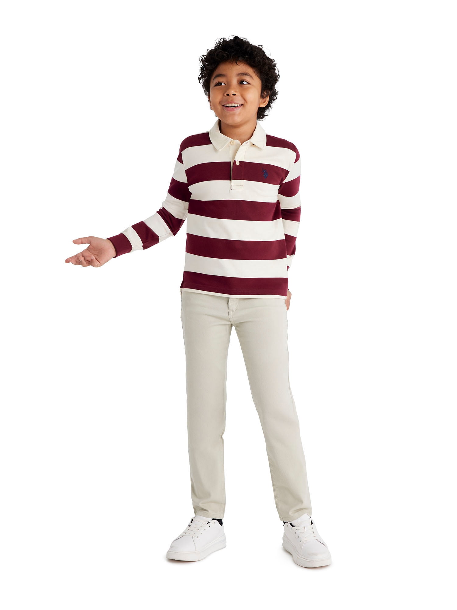 U.S. Polo Assn. Boys Stretch Twill 5-Pocket Straight Fit Pant, Sizes 4-18