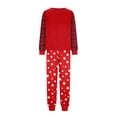 thumbnail image 5 of Yuaguia Red Matching Family Christmas Pajamas Sets, Holiday Tree Graphic Lettering Tops, Buffalo Plaid Raglan Long Sleeves, Snow Dot Pants Sleepwear for Women, Men, Kids, Baby, 5 of 6