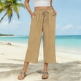 thumbnail image 4 of yillto Capri Pants for Women High Waisted Wide Leg Casual Lounge Pant Summer Capris with Pockets, 4 of 7