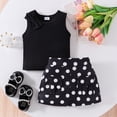 thumbnail image 2 of Baby Outfits Summer Girls Vest Solid Color Top Polka Dot Skirt With 2 Piece Cotton Set Baby Girl Clothes Black 2 Years-3 Years, 2 of 7