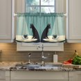 thumbnail image 2 of Yayeee Kitchen Curtains Tier Pair Light Filtering 27"x36" Rod Pocket Short Cafe Window Panel, Black Cat, 2 of 7