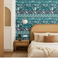 thumbnail image 7 of S4Sassy Self-Stick Decorative Boho Wallpaper, Handblock Striped Wall Paper, Textured Vinyl Waterproof Contact Paper, Teal, 25"X240" Removable Renter Wall Covering For Bedroom, Dining Room, 7 of 7