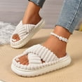 thumbnail image 4 of Slippers for Women,Comfortable Strap Open Toe Platform Slippers For Home Indoor Outdoor Casual Wear Soft Shoes,Womens Slippers,White,8, 4 of 7