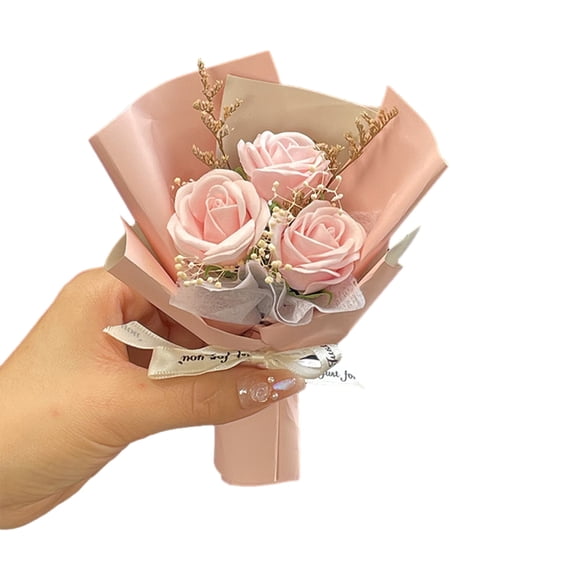 Goasio Pocket Rose Artificial Flowers Gift Packaging Mini Bouquet Long-Lasting No Wither Flower for Valentine’s Day Birthday