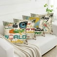 thumbnail image 3 of 4 Pack Inspirational Quote Travel Theme Cotton Linen Throw Pillow Covers Home Decorative Cushion Case Square Pillowcase 18"x18" with Summer Beach Happy Camper Pillow Cases, 3 of 6