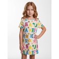 thumbnail image 2 of Girls Elastic Elegant Short Sleeve Sundress Comfort-Fit Crew Neck Casual Dress for Girls Age 5-13, 2 of 6