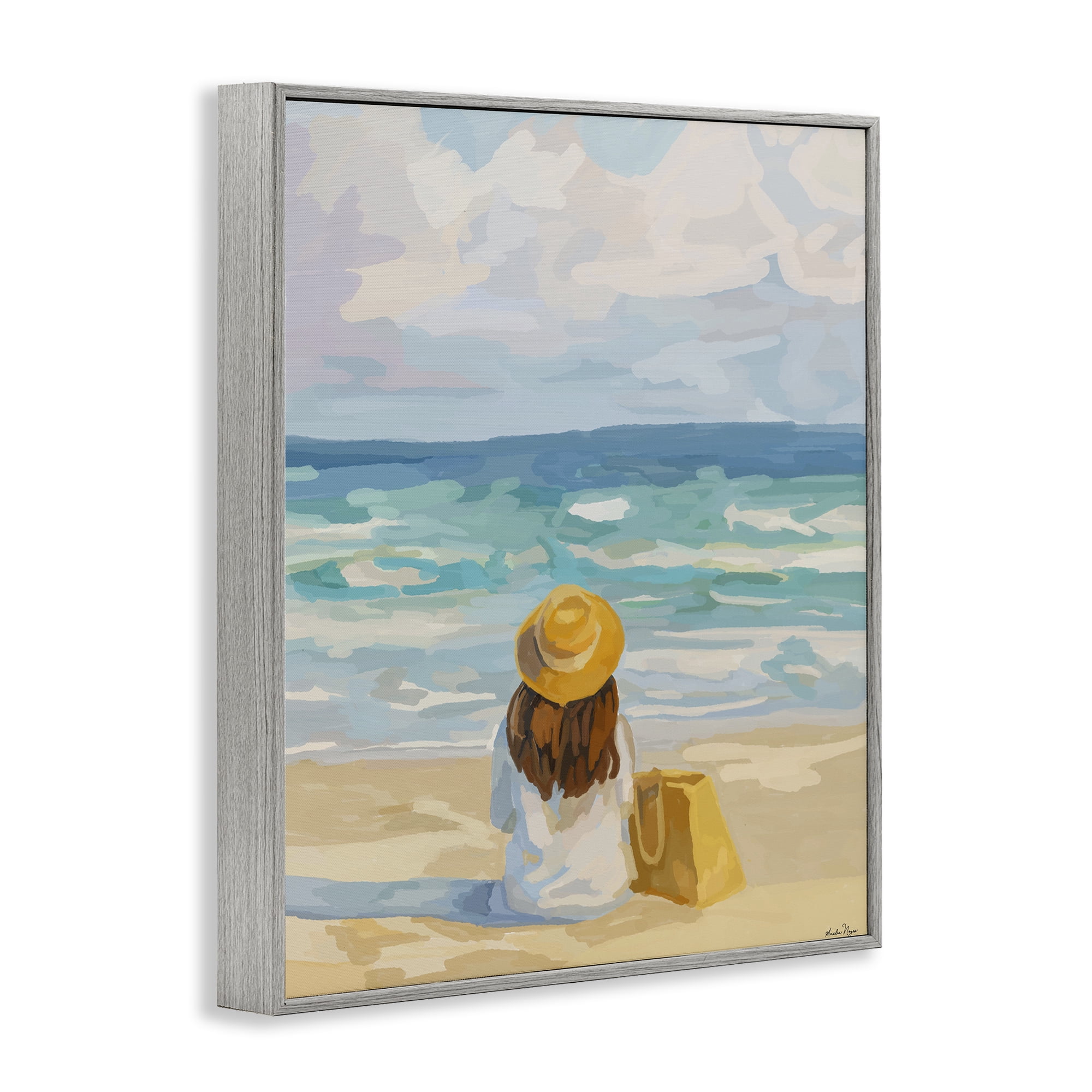 Stupell Industries Peaceful At The Beach Gray Framed Giclee Art, design by Amelia Noyes
