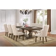 thumbnail image 2 of Large Walnut Wood Dining Bench Upholstered with Beige Linen Fabric, 2 of 2