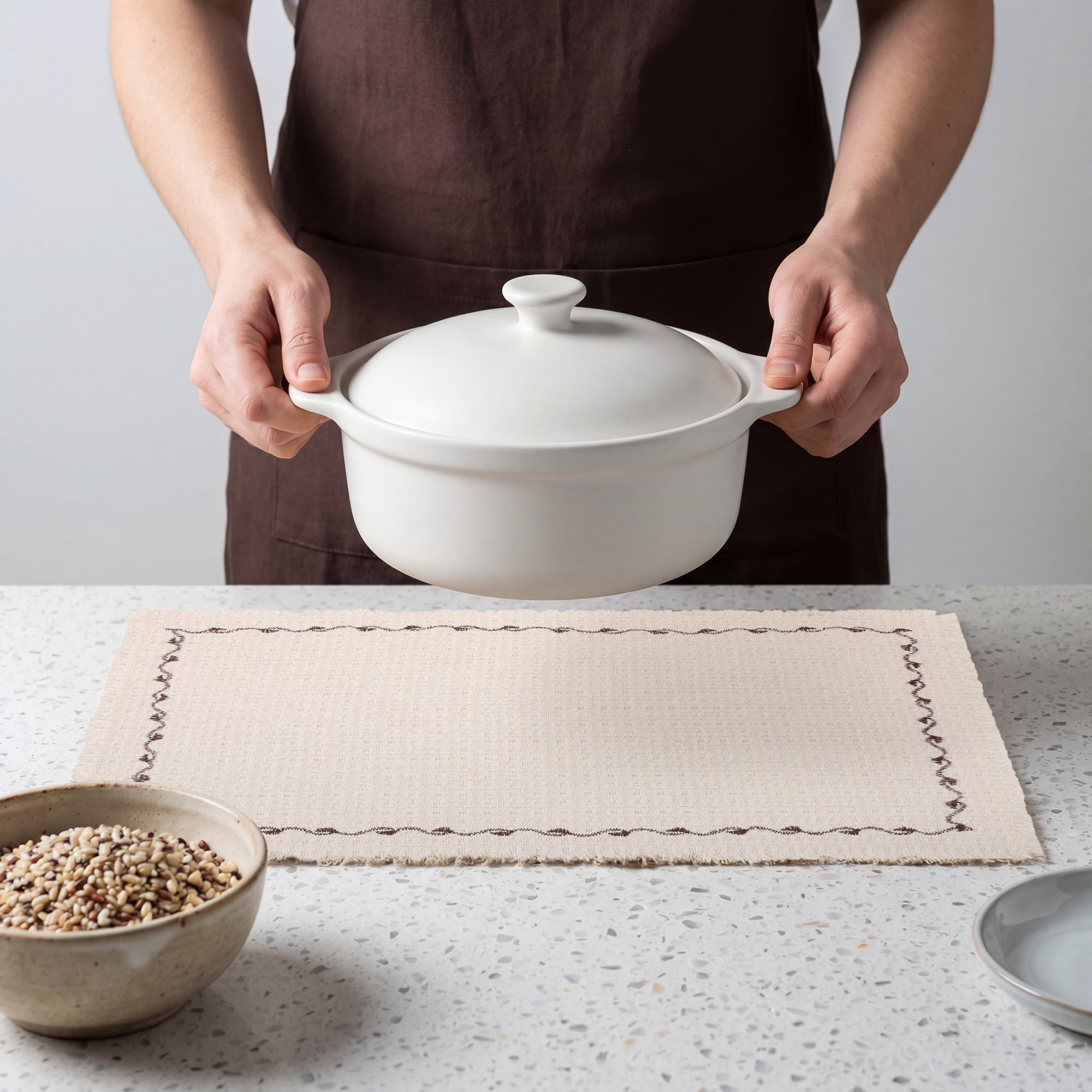 Unique Bargains 4pcs Washable Kitchen Table Mat White 15.7"x11.8"
