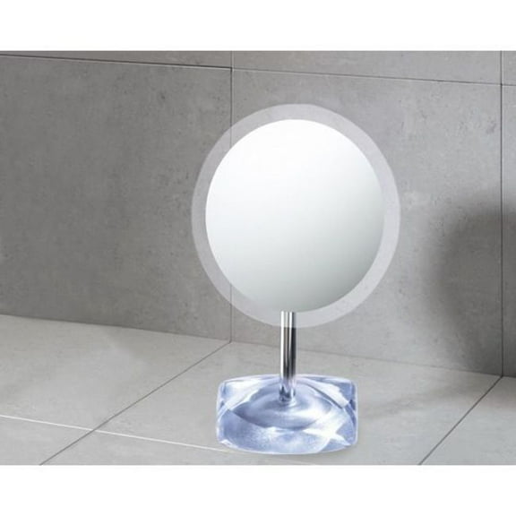 Nameeks 4607 Twist 7-1/4" W X 11-1/2" H Modern Circular Frameless Bathroom Mirror - Silver