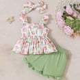 thumbnail image 5 of TOWED22 Baby Girl Summer Clothes Cute Ruffle Tops Dress Shorts Outfits Set Infant Toddler Shrit Casual Shorts Princess Outfit(Green,18-24 M), 5 of 8