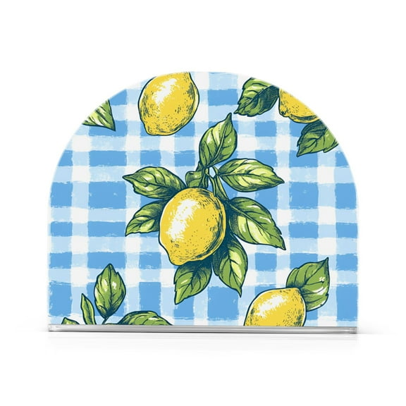 Yayeee Napkin Holder for Table Kitchen Paper Tissue Organization, Cartoon Plaid Lemon