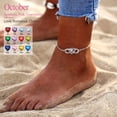 thumbnail image 2 of Pulsera de tobillo de plata esterlina Silvora mujer tobilleras infinito piedra de nacimiento corazón octubre, 2 of 8