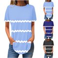 thumbnail image 1 of Fiudx Tops para Mujer Blusa de Manga Corta Vendida a La Moda para Mujer, Blusas Informales con Cuello Redondo, 1 of 3
