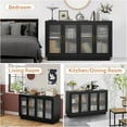 thumbnail image 6 of Homhougo Buffet Cabinet with Storage, 55.1" Large Sideboard Cabinet, Black Sideboard with 4 Fluted Glass Doors, Adjustable Shelf, Modern Coffee Bar Buffet Table for Living Room, Dining Room, 6 of 7