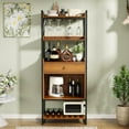 thumbnail image 3 of 67" Tall Sideboard Buffet with LED Lights,  Sideboard Buffet Storage Cabinet with Metal Frame & Glass Rack, Storage Cupboard with Drawer for Living Room, Walnut & Black, 3 of 9