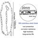 thumbnail image 3 of Cadena con Dos Mosquetones, Cadena para Silla Colgante de Acero Inoxidable de 1M, Cadena de Extensión para Sillas Colgantes, Kit para Colgar para Hamaca, Pilates, Equipo Interior y Exterior -, 3 of 5