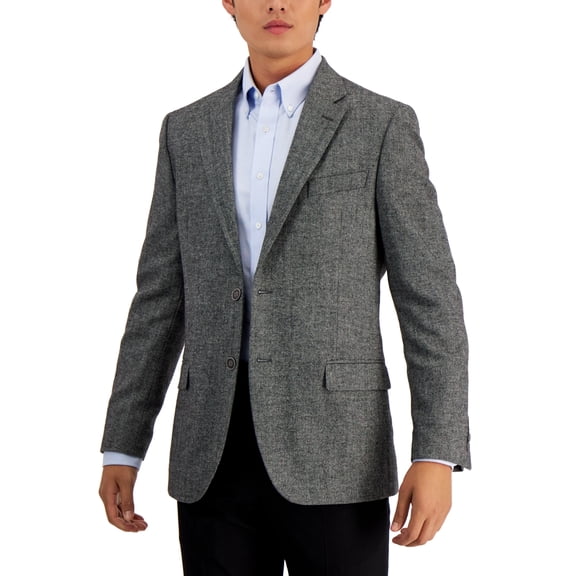 Nautica Men's Modern-Fit Solid Herringbone Tweed Sport Coat (40R, Grey)