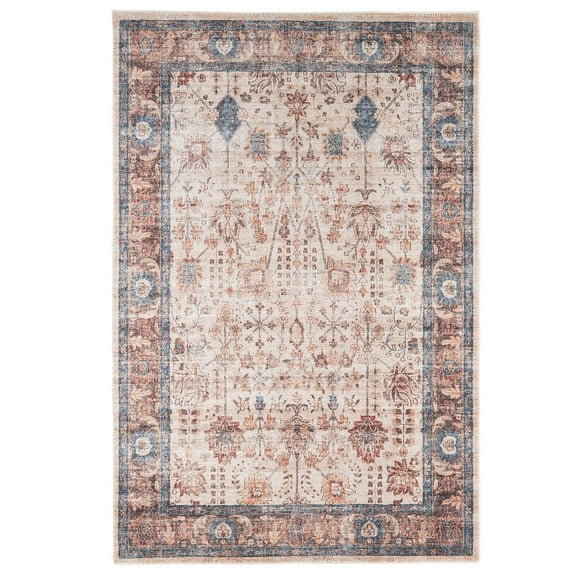 KUKOON Beige Floral Washable & Non Slip Vintage Area Rug
