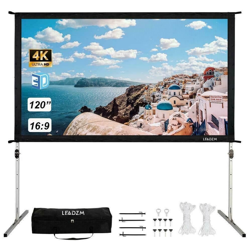 Leadzm 84" 16:9 Projector Screen Manual Pull Down Ceiling Wall Mountable 