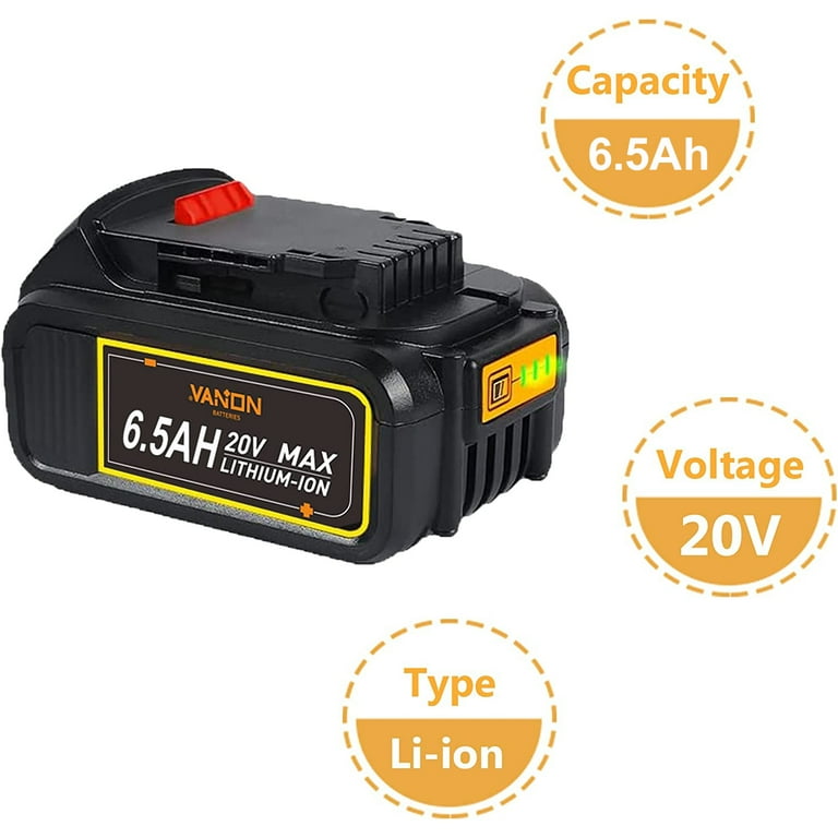 Vanon 20V MAX 6.5Ah Lithium Ion Battery for DEWALT DCB204 DCB205 DCB206 DCB205 2 Walmart