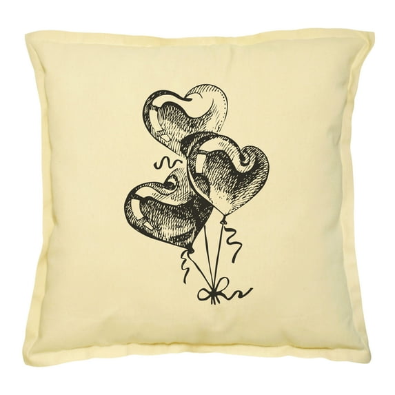 Balloon Heart Printed Khaki Decorative Throw Pillows Case VPLC_02 Size 18x18