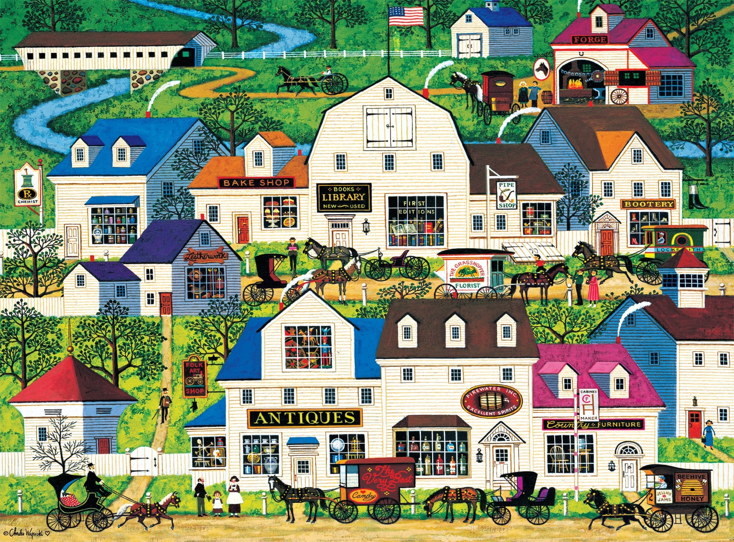 Buffalo Games 1000-Piece Charles Wysocki Shops and Buggies Adult Interlocking Jigsaw Puzzle