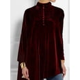 thumbnail image 4 of Blusa de talla grande con dobladillo irregular para mujer, camiseta de manga larga de terciopelo retro a la moda de otoño, top asimétrico holgado informal con cuello alto, 4 of 4