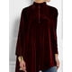 thumbnail image 4 of Blusa de talla grande con dobladillo irregular para mujer, camiseta de manga larga de terciopelo retro a la moda de otoño, top asimétrico holgado informal con cuello alto, 4 of 4